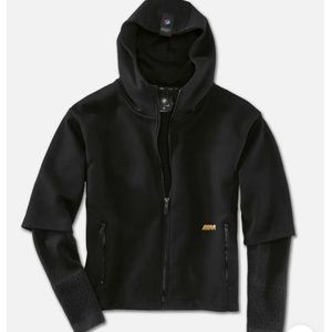 BMW black womens hooded sweatshirt M edition. Missing pull on zipper